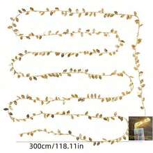 1pc - 78.74 In / 20LED Artificial Golden Leaf Decorative String Light For Birthday Party, Wedding, Holiday Decoration (Battery Not Included) Birthday Gifts Graduation Home Decor Christmas Decorations Room Decor Christmas Winter Christmas Decorations Home Christmas Gifts Christmas Decor - 1pc-300cm/118.11in - View 13