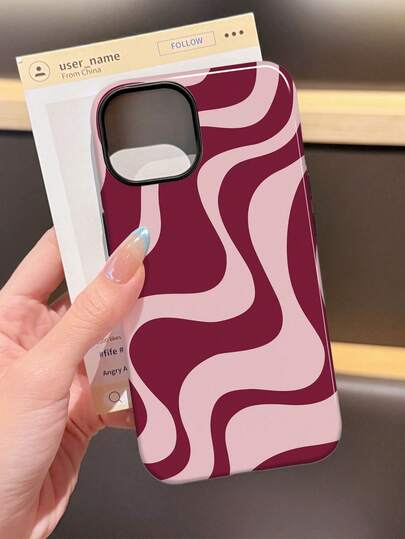 Wave Ripples 1pc Glossy Artistic Water Wave Pattern 2-In-1 Filmstrip Phone Hard Case Suitable For Samsung/ 11/12/13/14/15/16/17 Pro Max