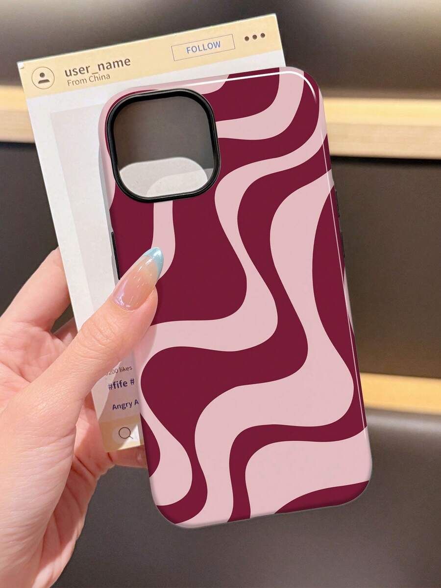 Wave Ripples 1pc Glossy Artistic Water Wave Pattern 2-In-1 Filmstrip Phone Hard Case Suitable For Samsung/ 11/12/13/14/15/16/17 Pro Max - Multicolor - View 1