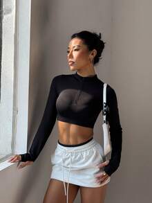 Autumn Women's Sports Sweatshirt - Long - Sleeve With Thumb Holes, Half - Zip Pullover, Ideal For Hiking, Casual Wear & Yoga