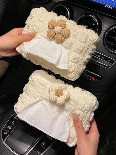 1 Stück stilvoller Puff Taschentuchbox für das Auto, eleganter minimalistischer hängender Taschentuchhalter, perfektes hochwertiges Interieur-Accessoire für Ihr Fahrzeug, ideal für Reisen und den täglichen Arbeitsweg, verschönern Sie die Ästhetik Ihres Autos mit diesem schicken und funktionalen Taschentuchorganizer, perfektes Geschenk für Autoliebhaber und praktisch für alle Jahreszeiten