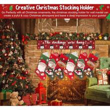 Stocking Holder Mantle Stocking Hangers Mantel Fireplace Wall Hanging Sign With 6 Hangers Collapsible And Stockings Were Hung Stocking Hooks Xmas Decor 28.4 Inch