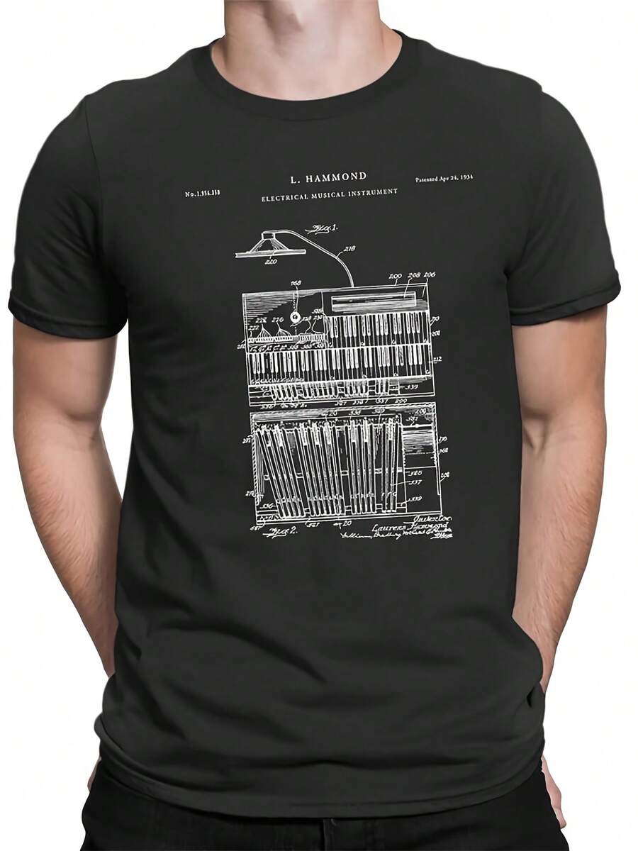 Hammond B3 Organ, Organ, Hammond Organ, Organ Patent T-Shirt, Organ Blueprint, Keyboard Instrut, Electric Organ, Organ T-Shirt, , PT545 - 風格25 - 查看 1