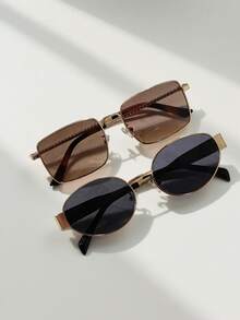 New Arrival High-End Square Double Beam Fashion Glasses Women Retro Personalized Ocean Film Fashion Glasses Shades Beach Accessories Beach Accessories For Women Glasses Shades For Summer Beach Vacation, Outdoor, Travel