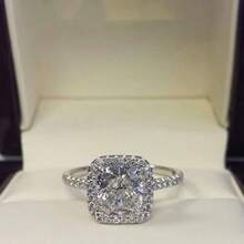 1 pieza Anillo de compromiso elegante y brillante para mujer, plateado con circonita cúbica sintética brillante, adecuado para bodas, bandas nupciales, joyería, regalo perfecto para aniversarios, San Valentín y cumpleaños/Navidad