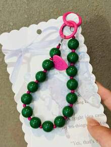 1pc Colorful Dopamine Beaded Keychain/Bag Charm, Multi-Functional DIY Decoration