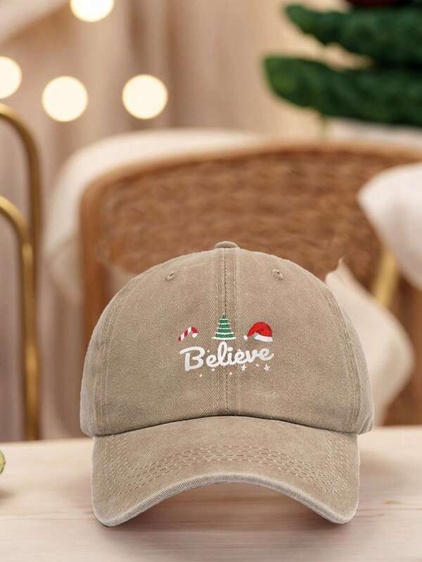 1 pièce Casquette de baseball vintage lavée pour hommes avec design imprimé de Noël - Protection UV réglable idéale pour la randonnée, l'alpinisme, les voyages, la protection solaire et les sports de plein air