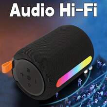 Bocina Portátil Cilíndrica Premium - Bocina Bluetooth de 52mm de Rango Completo - Bocina Portátil Bluethooth con Luz Ambiental Artística - Bocinas Bluetooth con Sonido Estéreo Envolvente - Batería de 1200mAh - Diseño en Tela de Alta Calidad - Compatible con Bluetooth, Tarjeta TF, Lector USB - Reproducción Multicanal - Cambio de Modos Libre - También Funciona como Bocinas para PC (vía Bluetooth)  - bosinas portales bluetooth / bocina inalambrica / altavoz bluetooth. - negro - Ver 11