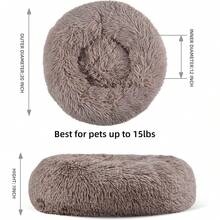 20''x20'' Washable Donut Soft Plush Pet Bed With Waterproof Bottom, Fluffy Calming Self-Warming For Indoor Cats, Sleep Improvement, White - Cà phê - Xem 2