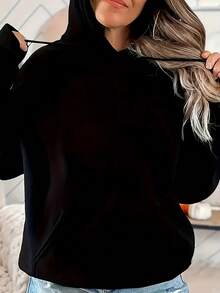 Women's Black Raven & Roses Graphic Print Hoodie - Black - View 3