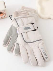 1 Pair 5-12Y Kids Winter Warm Thermal Lined Outdoor Windproof Waterproof Anti-Slip Ski Gloves