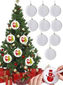 18 Stücke/Set weiße Weihnachtskugeln, enthält 4 Stücke weiße runde Ornamente, 6 Stücke Graffiti Marker und 8 Stücke DIY Graffiti Malvorlagen. Geeignet als Christbaumanhänger, Weihnachtsparty Hintergrund, Tischdekoration oder Weihnachtsgeschenke.