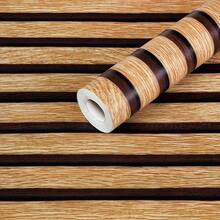 1 Rolle selbstklebende Holzmaserung gestreifte Tapete - wasserfestes PVC Kontaktpapier, Tapete zum Abziehen und Aufkleben, Wanddekoration, Esszimmer, Wohnzimmer, Büro Hintergrundwand