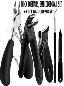 5pcs/Set Thick Toenail Clippers For Elderly - Wide Jaw Large Toe Nail Scissors, Suitable For Thick Ingrown Nails And Pedicure, Professional Sharp Heavy Duty Nail Clipper, Professional Manicure Care Set, Unisex Travel Kit, Great Gift For Friends, Boyfriends And Parents, Ideal For Halloween, Christmas
