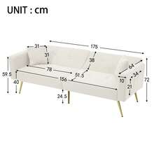 Sofa Bed With Bed Function, Adjustable Angle, Gold Feet, With Cushions And Side Storage Pockets - White - View 11
