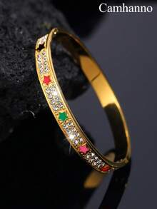 1件创意个性时尚不锈钢钻石星形手链，男士日常佩戴 - 金黃色 - 查看 4