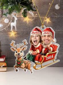 1pc Custom Photo Couple Christmas Christmas Tree Pendant Home Decoration, Customized Ornaments With Photo, Personalized Couple Names Christmas Ornament, Christmas Tree Props Holiday Gift Hanging Decoration Customization, Customized Couple Christmas Sled, Christmas Tree Hanging Decoration, Personalized Gifts, Christmas Gifts, Custom Christmas Ornaments