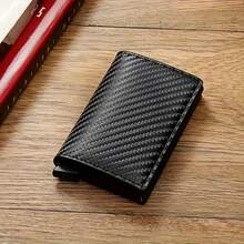 Men's Airtag Wallet With Zipper Coin Pocket, Multifunctional Automatic Pop-Up Metal Card Holder, RFID Anti-Theft Design, Simple Business Plastic Style [All Seasons] Suitable For 10 Scenarios - Black - View 3