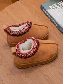 1 双幼儿/婴儿舒适保暖内衬平底雪地靴，适合雪天、户外活动、秋冬季 - 棕色 - 查看 3