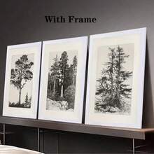 3 piezas de pósteres de lienzo con árboles vintage con marcos de madera - Impresiones artísticas de alta calidad que presentan exquisitos bocetos y vibrantes escenas de bosque - Regalos perfectos para la decoración del dormitorio, la sala de estar y el pasillo, agregando un toque de encanto invernal a tu espacio