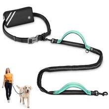 Hands Free Dog Leash With Zipper Pouch, Dual Padded Handles And Durable Bungee For Walking, Jogging And Running Your Dog