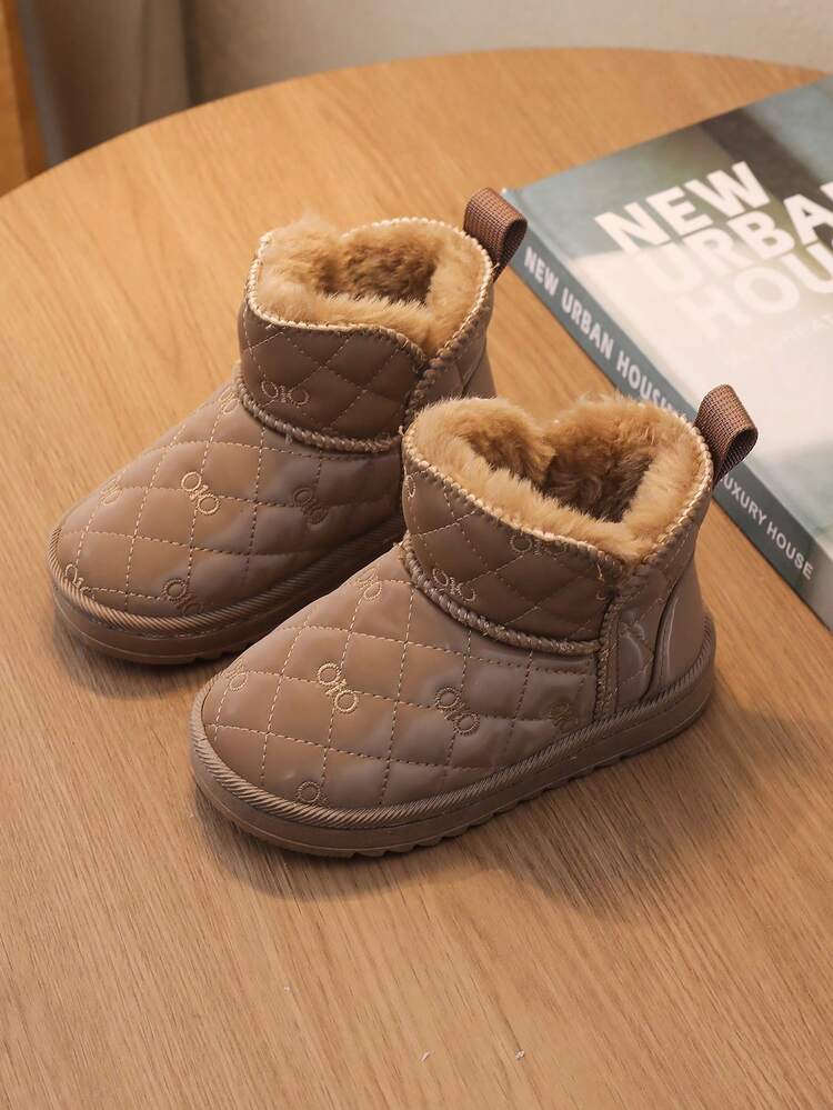 1 双幼儿/婴儿舒适保暖内衬平底雪地靴，适合雪天、户外活动、秋冬季 - 卡其色 - 查看 2