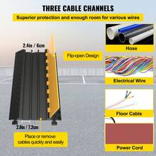 Cable Protection Ramp 1 Piece 3-Way Floor Raceway 7.2x6 Cm Cable Protector Rubber And PVC Load Capacity 2994 Kg Floor Covers For Cables Black And Yellow - 1 Pieza - 查看 3