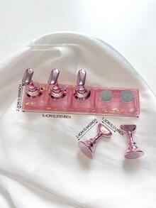 亚克力极光彩虹色矩形钻石形状美甲展示架，树脂水晶珠水钻复古韩国花朵激光 DIY 家居和户外女士母亲姐妹妻子女友婚礼美甲沙龙美容情人节使用