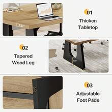 LITTLE TREE Conference Table For 6-8 People, 70.9 Inch Large Office Desk, Rustic Rectangular Meeting Table For Conference Room, Breakroom & Reception - Oak - View 4