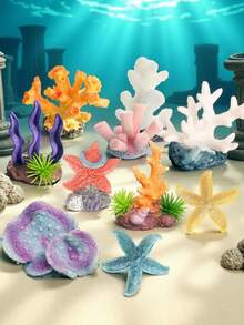 مجموعة من 10 قطع من الزينة المحاكية للشعاب المرجانية والنجوم البحرية والأعشاب البحرية ذات موضوع المحيط، مناسبة لخزانات الأسماك المياه العذبة والمالحة. ديكور نباتات بحرية - سهلة التنظيف، بأشكال تحت مائية جميلة وتصاميم مثيرة للاهتمام ونقوش دقيقة، وهي هدية مثالية لهواة خزانات الأسماك. - متعدد الألوان - مشاهدة 6