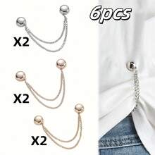2/4/6/8/10pcs Multi-Functional Magnetic Clips, New Magnetic Clips, Strong Magnetic Scarf Clips With Chain, Shirt Clips, Fashion Accessories For Tightening T-Shirt Hem, Neckline Hem And Pant Hem, Halloween Decor