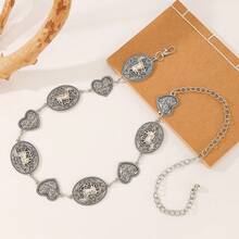 1 Stück Tier-Muster & Herz Blumen Taillenkette, vielseitiger Damengürtel, Körperschmuck, Weihnachtsaccessoire Taillenkette, geeignet für Frühling, Sommer, Herbst und Winter