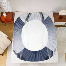 - Juego de sbanas ajustadas de color azul para nios y nias, juego de sbanas abstractas de 16 pulgadas de profundidad con tiras de microfibra suave y transpirable, con 1 funda de almohada - Azul + Individual - Ver 4