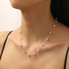 1pc Multi-Layer Minimalist Faux Pearl Necklace, Suitable For Women's Daily And Holiday Wear