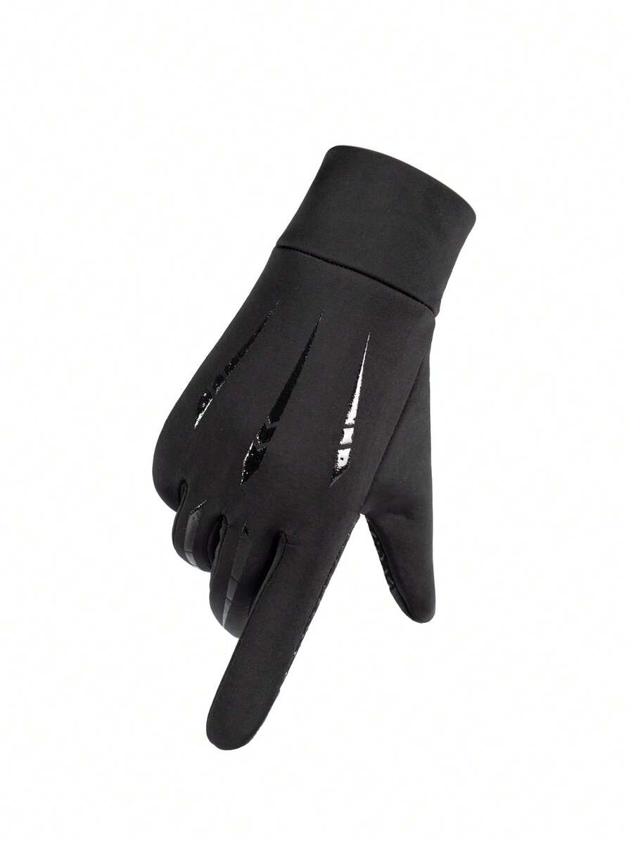 1 Pair Men's Outdoor Sports Waterproof Gloves, Touchscreen Enabled, Thermal Lined, Windproof, Suitable For Driving, Cycling, Autumn/Winter Winter Gear Snow Gloves - Ghost Claw Black - View 1