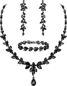Bridal Fashion Jewelry Set - Black Black-tone - View 7