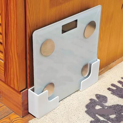 体重計収納ラック、穴あけ不要、跡が残らない粘着テープ取り付け、壁掛け収納アイテム、体重計ブラケット、耐久性のあるプラスチック製、省スペース、バスルームやホームジムに最適な整理ラック、ファッショナブルなデザイン、頑丈な構造