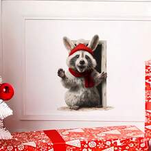 1 pieza, Lindo mapache junto a la puerta Pegatina de pared con sensor, Adecuado para decoración de pared y puerta, Pegatina de patrón artístico, Adecuado para dormitorio, cafetería, restaurante, ofitalla grandea y más, Muy adecuado para decoración de arte de pared del hogar, Papel tapiz para pared del hogar, Tatuaje de pared autoadhesivo, Pegatinas de pared adhesivas, Pegatinas de esquina de la pared