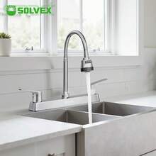 Mezcladora para Fregadero, Llave para Fregadero de Cocina Flexible, Grifos para Cocina, Grifo de Cocina con Dos Asas, Grifo de Cuerpo Principal de Latón, Acabado Cromo Espejo, SP-80082 - Cromo Espejo - Ver 3
