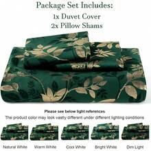 Queen Size 3pcs Ultra Soft Breathable Comforter Cover Set, Luxury Cozy Flannel Duvet Cover With Pillow Shams, 90" X 90", Dark Grey,  And  Bedding Collection - 綠色和金色(無被子) - 查看 6