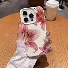1pc Soft TPU Material Lily Flower Pattern Phone Case Compatible With IPhone 17 Pro Max/17/16 Pro Max/15/13/12/11, S20 FE/A15/S24/A55, Redmi Note 11/12/13 Pro, Full Body Shockproof Protective Cover - White - View 4