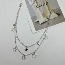 سلسلة الخصر بطراز الهيب هوب على شكل نجمة خماسية، حزام نسائي عصري بطبقتين بطراز البانك والشارع، إكسسوار ملابس الشارع، مناسب للحفلات والتجمعات والاستخدام اليومي