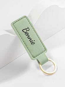 1pc Custom Keychain PU Leather Keychain Fashionable And Simple Square Leather Buckle Can Print Logo Leather Pendant Men's And Women's Keychains