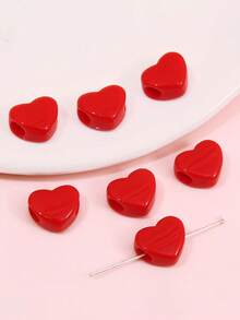 20g 或 50g/袋 亚克力粉色/红色心形大孔小马 DIY 珠子，14x12mm 东西向穿孔发珠，适合女孩/女士/女士制作情人节珠宝，Kandi 串珠手链项链脚链钥匙链发珠，非常适合头发，非常适合串珠项目