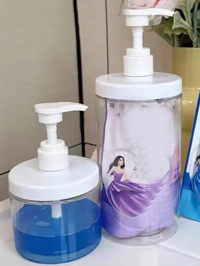 1pc Refillable Transparent Pump Bottle, Large Capacity For Lotion, Body Wash, Hand Soap, Shampoo Storage And Dispenser