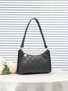 Fashionable Casual Embossed Underarm Bag/Shoulder Bag For Women, Versatile For Daily Wear - Black - View 8