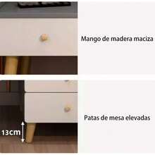 Tocador Compacto Moderno Con Espejo Led 7 Cajones Silla 113x40x100cm - Gris - Ver 9