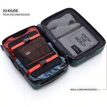 Original Maleta de Viaje Rigida de Makrolon Aleman con Ruedas 360 Grados Hinomoto Candado TSA Integrado y Compartimentos con Sistema de Compresion para Maxima Proteccion en Viajes de Negocios o Vacaciones - Rojo - Ver 7