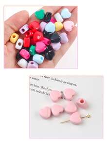 20g 或 50g/袋 亚克力粉色/红色心形大孔小马 DIY 珠子，14x12mm 东西向穿孔发珠，适合女孩/女士/女士制作情人节珠宝，Kandi 串珠手链项链脚链钥匙链发珠，非常适合头发，非常适合串珠项目