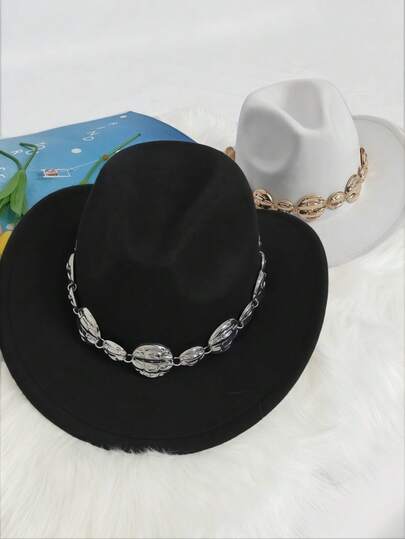 1pc/2pcs Minimalist Geometric Circle Chain, Decorative Accessory For Hats, Holiday Gift & Daily Use